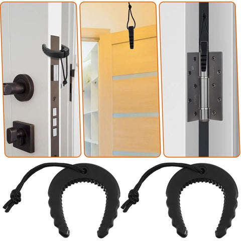 Rugged Rubber Door Wedge Stopper With Paracord Lanyard For Lightning Fast Access Two Pack, showing TPU stoppers and lanyard.