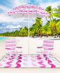Six Point Two Foot Beach Umbrella With Two Folding Chairs And Waterproof Blanket Grab And Go Pink 4 Piece Beach Set