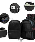 Thorny Wet Rose Printed Unisex Backpack interior with compartments for phone, pens, books; durable polyester, daily carry.