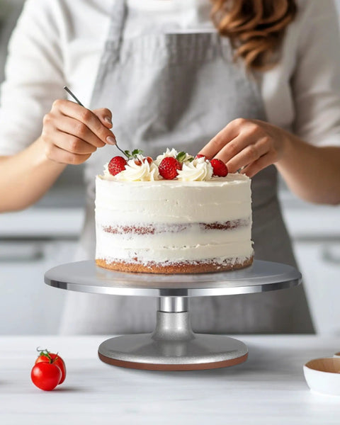 Heavy Duty Pro Grade 12 Inch Cake Turntable With Aluminum Alloy Stand For Smooth Quiet Rotation Complete Decorating Kit With 3 Icing Spatulas And 4 Icing Combs For Cakes Cupcakes And Desserts Puroma