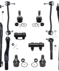 Front End 12pc Suspension Kit For 2000 2004 Ford F 250 Super Duty 4x4 Upgraded Ride Includes Control Arms Ball Joints Tie Rods Sway Bar Links Bushings And All Necessary Components For A Stiff Smooth Off Road Ready Ride. 12-piece black steel steering and suspension parts set