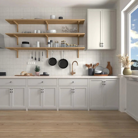 Modern kitchen with Three Inch Kitchen Cabinet Handles Set 30 Pack Black And White Marble Grain Two Tone Square Pulls For Cabinets