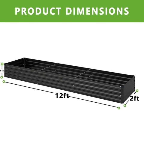 2 Pack Galvanized Raised Garden Bed Kit 12 Ft Long 2 Ft Wide 1 Ft High Backyard Ready Planter Boxes For Vegetables Fruits Herbs