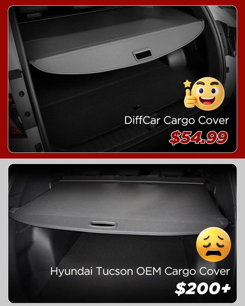 Retractable Cargo Cover For Hyundai Tucson 2022 2023 2024 2025 2026 Gas And Hybrid Models Black Trunk Privacy Shade Comparison