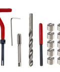 Garage Grade Metric Thread Repair Kit Master Set For Auto Repairs 15 Piece M9x1.25 with high-speed steel tools visible
