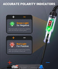 Rugged Pro Grade Automotive Test Light Circuit Tester showing green and red polarity indicators with digital voltmeter
