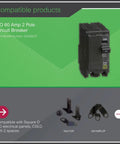 60 Amp Mini Circuit Breaker 2 Pole 120/240V AC With Quick Open Qwik Open Plug In Mount 10kA Breaking Capacity image