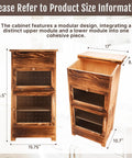 Two In One Wooden Potato And Onion Storage Bin With Lid And Mesh Doors Stackable Bread And Vegetable Cabinet For Kitchen Space Saving Rustic Pantry Organizer For Potatoes Onions Fruit And More with dimensions and rustic design.