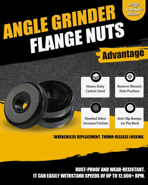 Two Pack 5/8-11 Angle Grinder Flange Nuts Self Locking Knurled Arbor Nuts For Fixing Cutting Discs, heavy-duty carbon steel