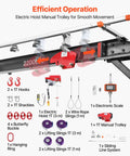 Heavy Duty Gantry Crane With 2200 Lb Capacity And Electric Hoist, including hooks, shackles, trolley, and electric hoist components.