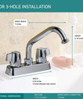 2-Handle Centerset Utility Sink Faucet In Chrome, Built Tough With Durable Finish, Fits 2-Hole Or 3-Hole Install, Threaded Spout