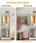 Heavy Duty White Closet System With Twelve Hanging Rods And Shelves Eight Foot Modular Walk In Organizer Custom Adjustable Wooden Storage Rack Haul Ready showing standard and side rod setups.