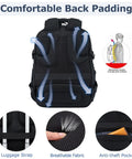17.3 Inch Travel Laptop Backpack with TSA Friendly Layout showing back padding, breathable fabric, luggage strap, and anti-theft pocket.