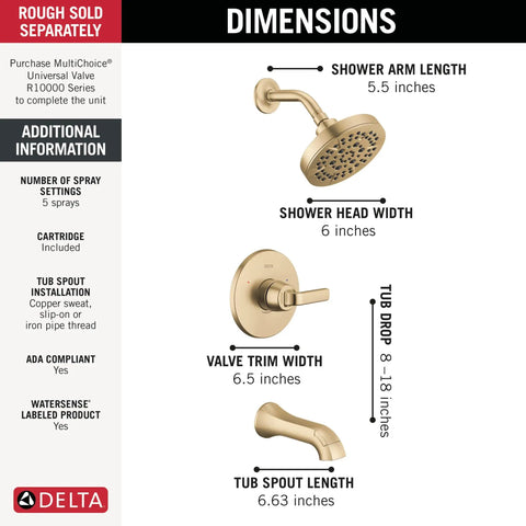 Top Shelf 5 Setting Bathtub Shower Faucet Trim Kit In Brushed Gold With Killer Full Body Spray Zero Hassle Setup Valve Sold Separately Clean New Look For Your Master Bath Upgrade