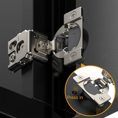 Straight Up Fifty Pack One Quarter Inch Overlay Soft Close Concealed Kitchen Cabinet Hinges For Face Frame Setup showing detailed hinge mechanism.