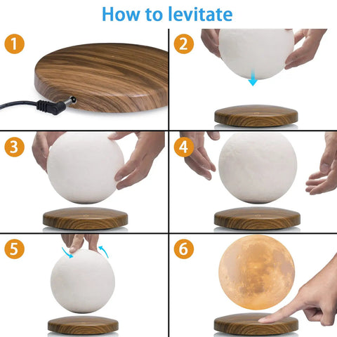 How to levitate the Levitating Moon Light With Magnetic Base And Remote Control Dope Floating 3D Moon Lamp Spins In 3 Color Modes