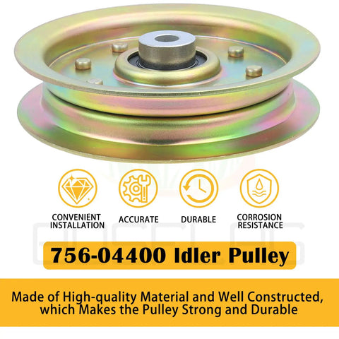 Heavy Duty Deck Drive Pulley Replacement For Cub Cadet Z Force 44 To 60 Inch Mowers Straight Swap 01004101, gold pulley with bearing.