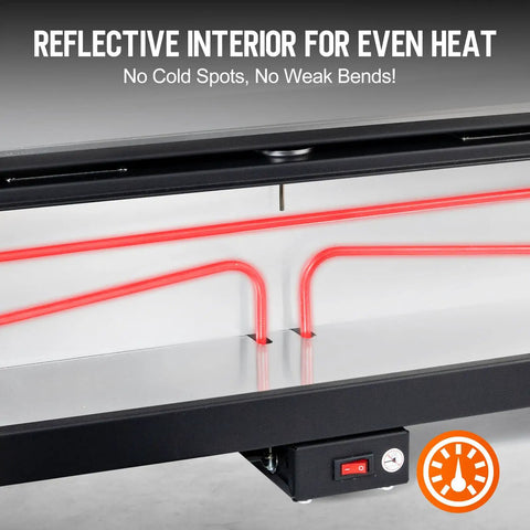 Reflective interior design of Heavy Duty Electric PVC Pipe Heater Bender for 1/2 to 4 inch conduit, ensuring even heat.
