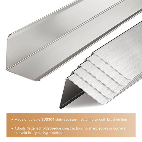 Heavy Duty 304 Stainless Steel Wall Corner Guards 10 Pack 2X2X48 Inch showing smooth brushed finish and folded-edge design.