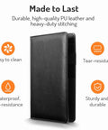 Premium Leather Server Book With Dual Zipper Pockets For Waitress And Bartender, 5x8 inch, durable PU leather design.