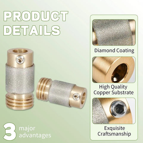 Two Pack Stained Glass Grinder Bits Three Quarter Inch Brass Core Diamond Head Tools For Glass Art And Decoration