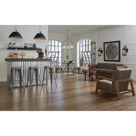 Modern kitchen with Tre One Light Pendant Graphite Finish With Tri Arm Industrial Shade For A Cool Industrial Vibe Vented Metal Design