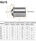 Six Pack Ball Point Spring Plungers 10 By 13mm 304 Stainless Steel Precision Positioning Beads Ball Catch Latch For Doors Cupboards Mechanical Devices Clamps And Furniture, D10x13 diagram