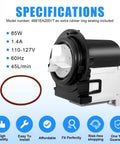 Washer Drain Pump Motor Replacement For LG And Kenmore Washers with specifications and rubber ring sealing included.