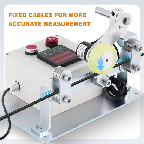 Rock Solid Wire Rope Length Counter With Alarm Digital Measuring Wheel For Cable Textile Trades showing fixed cables for accurate measurement.