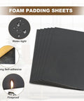 Six Pack Adhesive Neoprene Foam Sheets One Eighth Inch Thick Twelve By Eight Inch showing waterproof and fireproof features.