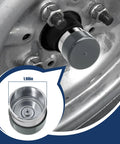 Stainless Steel Trailer Wheel Bearing Protector With Dust Cover Caps 1.98 Inches installed on trailer hub with close-up inset