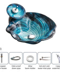 USZWBY Bathroom Vessel Sink, Countertop Sink Bowl Tempered Glass Vanity Sink Bowl On The Top with waterfall faucet.