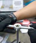 Person using Titanium-Coated SAE Tap And Die Set With Storage Case, Beefy, Heavy-Duty Alloy Steel Threading Tools For Quick Repairs