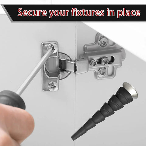 Screwdriver fixing hinge using 15 Piece Wood Anchor Hole Repair Kit Set For Doors And Drywall Stripped Screw Hole Fix Easy Install