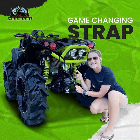 Heavy Duty 6ft UTV Recovery Strap With Winch Hook And D Ring Shackle, 17,600lb Synthetic Tow Rope For Side By Side Mudding, Premium Mudding Accessories