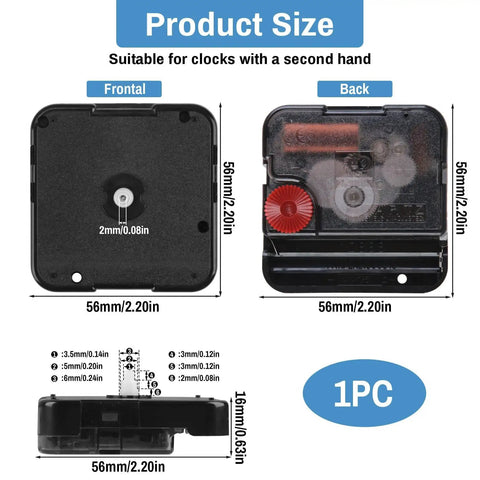Dimensions of Battery Powered Clock Movement Replacement Kit With High Torque Axis Shaft 8mm No Thread for DIY Projects