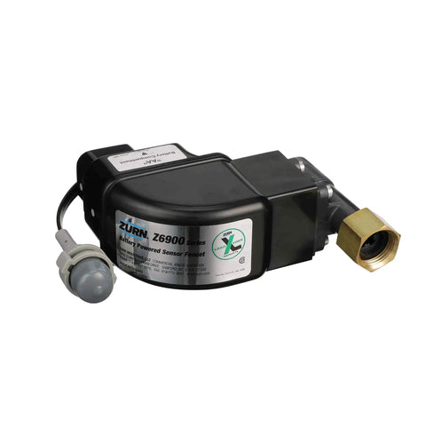 Replacement Electronics Module With Solenoid For AquaSense Faucet Systems with wiring and sensor, no finish, side view.