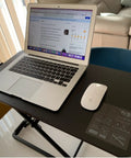 Ultra Slim 24 Inch Laptop Keyboard And Mouse Stand With Sit Stand Adjustable Riser for Standing Desks with laptop and mouse.