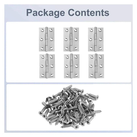Beefy Stainless Steel Rotating Concealed Door Hinges Kit 6 Pcs Cabinet Butt Folding Hinge Set With Screws displayed in package