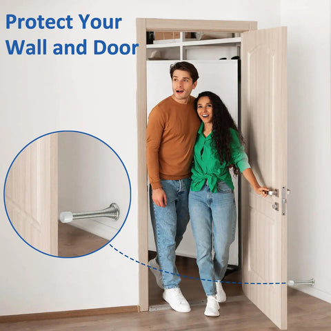 36 Pack Spring Door Stopper Set with Rubber Bumper Tips for Wall and Bottom of Door installed in home