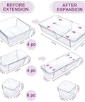 Expandable 14 Piece Clear Drawer Organizer Set with 3 Adjustable Bin Sizes Acrylic Storage Bins for Makeup and Kitchen Utensils