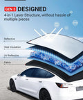 BASENOR sunshade roof kit for Tesla Model 3 (2017-2020), front & rear glass shade with storage bag, black