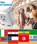 Must Have US To Europe Travel Plug Adapter With USB Wall Charger For iPhone iPad Laptop Type L Italy Chile Compatibility Not For Hair Dryers Power Outlet Converter shown by flags.