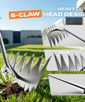 Heavy Duty Stainless Steel Weed Puller Tool For Gardens And Lawns, Deep Root Weed Remover, Hand Weeding Tool To Grab Dandelions, Crabgrass, Thistles, And More, Built Tough For Backyards, Flower Beds, And Seasonal Cleanup, 6-claw steel head
