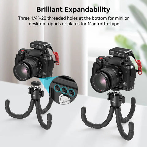 X T5 L Shape Grip With Built In Arca Quick Release Plate For Fujifilm X T5 Camera on tripod with 1/4-20 threaded holes