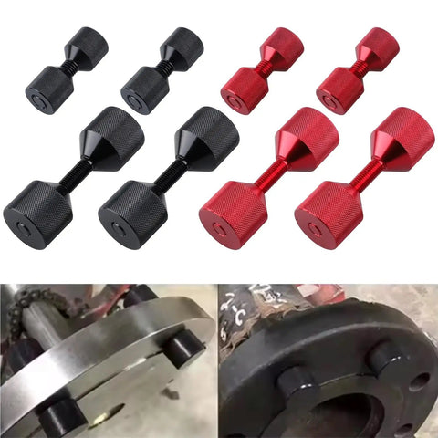 Heavy Duty 4 Pcs Aluminum Flange Two Hole Alignment Dots Plus 1-1/8 Inch Pins And 1-5/8 Inch Detachable Double Hole Bolts.