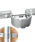 2-3/8 Inch Steel To Wood Fence Brackets Kit with pipe grip ties and screws showing assembly and connection details