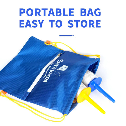 Kite Spool Reel Winder With Grip String Handles in blue bag, 600 Feet Twisted Polyester Line, Durable ABS Plastic, Two Pack