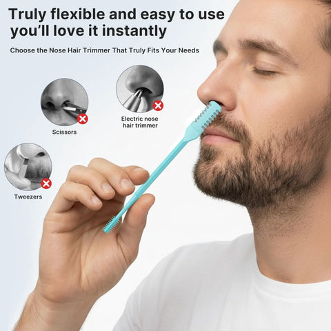 Man using 2 In 1 Nasal Hair Cutter Kit For Women And Men Portable Nose Trimmer With Double Sided Blades And Soft Cleaning Brush 2026 Upgraded Edition
