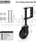Built Tough Heavy Duty Spring Loaded Gate Caster With 360 Degree Swivel 4 Inch Gate Wheel Kit Up To 200 Lb Capacity